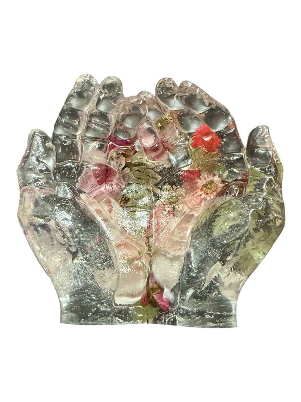 Handmade Resin Hands Trinket Dish Pressed Flowers Ring Holder Jewelry Holder